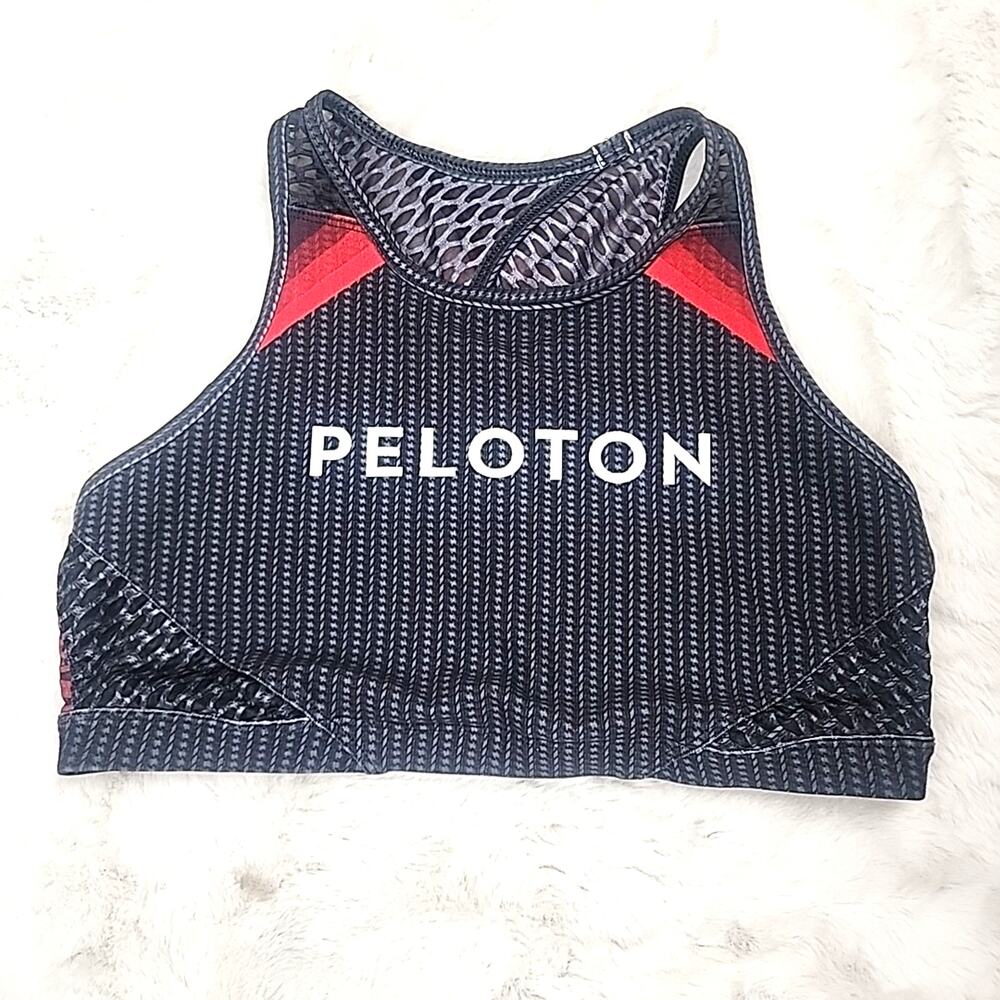 Peloton With Carbon Fade Sports Bra Black Red Size Medium